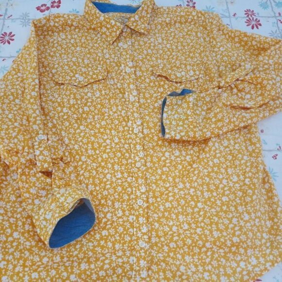 St. John'sBayPXXYellowRoll-tab LngslButtonUp 100%CottonFloralPrint Women'sShirt. - Picture 1 of 9